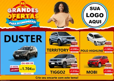 Modelo de Encarte para Encarte A4 Horizontal com o tema Grandes Ofertas Para Economizar! para Concessionaria de Carros