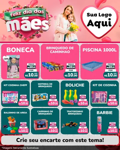 Modelo de Rede Social para Feed Instagram com o tema Feliz Dia das Mães para Brinquedos