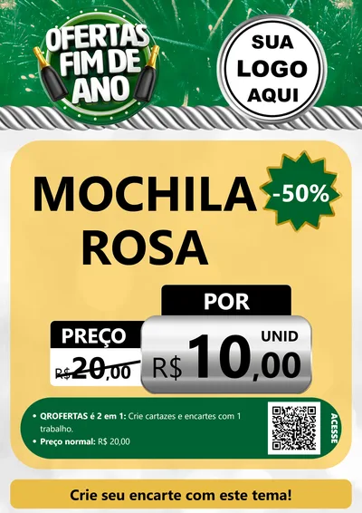 Modelo de Cartaz para Cartaz A4 Vertical com o tema Ofertas Fim de Ano para Papelaria