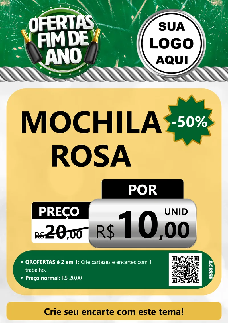 Modelo de Cartaz para Cartaz A4 Vertical com o tema Ofertas Fim de Ano para Papelaria