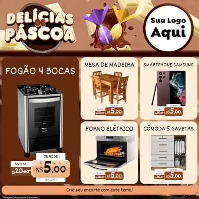 Modelo de Rede Social para Feed Facebook com o tema Delícias de Páscoa para Móveis e Eletro