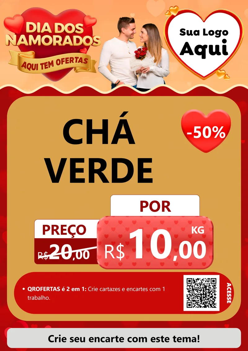 Modelo de Cartaz para Cartaz A4 Vertical com o tema Dia dos Namorados - Aqui Tem Ofertas para Produtos Naturais