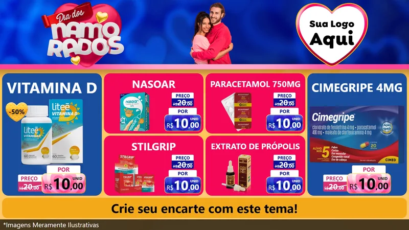 Modelo de TV para TV Horizontal com o tema Dia dos namorados para Farmácia