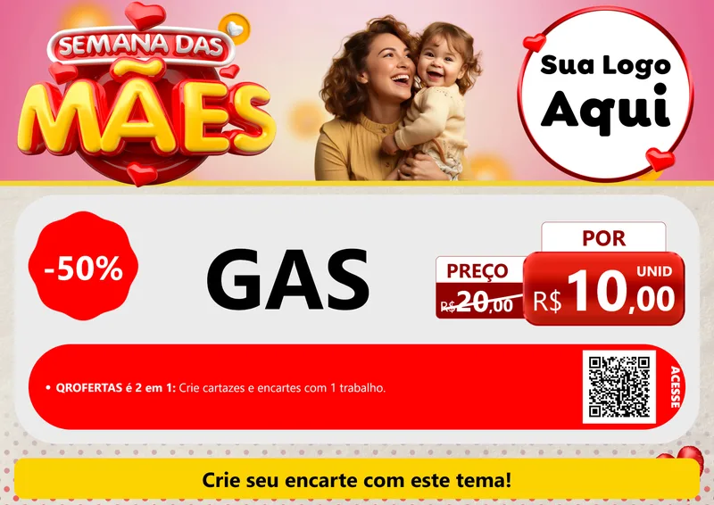 Modelo de Cartaz para Cartaz A4 Horizontal com o tema Semana das Mães para Água e gás