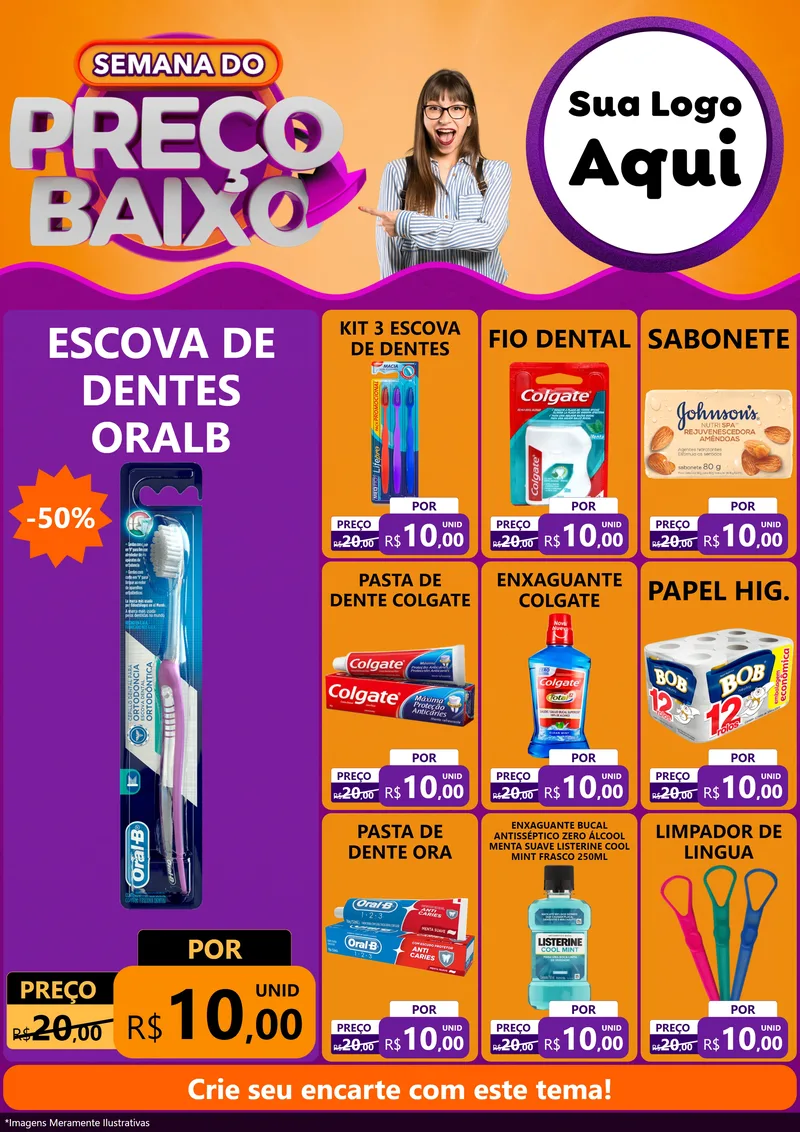 Modelo de Encarte para Encarte A4 Vertical com o tema Semana do Preço Baixo para Higiene Pessoal