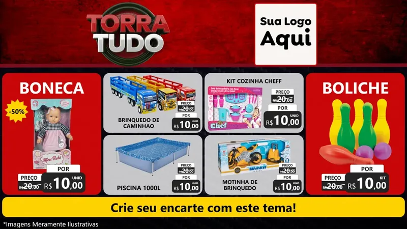 Modelo de TV para TV Horizontal com o tema Torra Tudo para Brinquedos