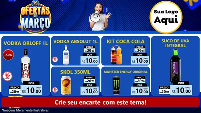 Modelo de TV para TV Horizontal com o tema Ofertas de Março para Distribuidora de bebidas