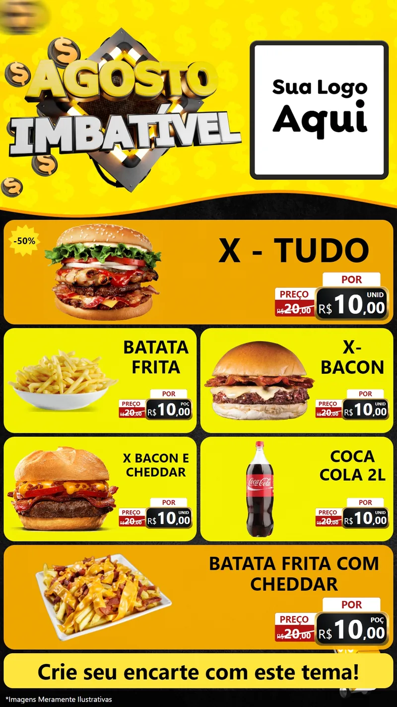 Modelo de TV para TV Vertical com o tema Agosto Imbatível para Hamburgueria
