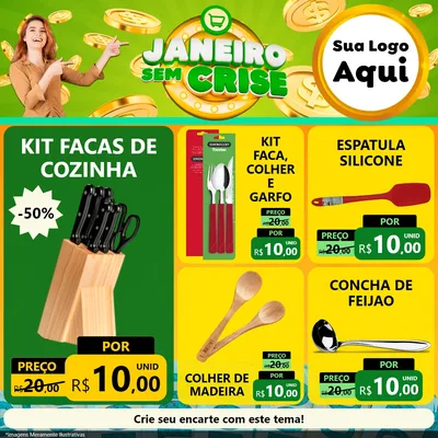 Modelo de Rede Social para Feed Facebook com o tema Janeiro Sem Crise para Utilidades Domésticas