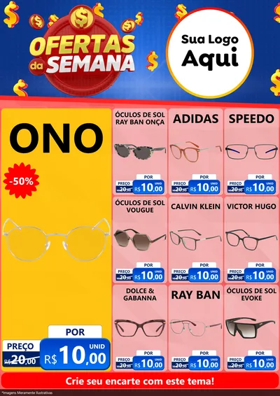 Modelo de Encarte para Encarte A4 Vertical com o tema Ofertas Da Semana para Óticas