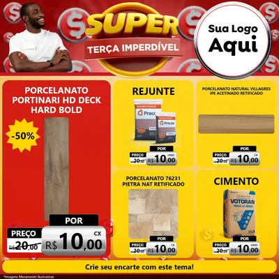 Modelo de Rede Social para Feed Facebook com o tema Super Terça Imperdível para Pisos e revestimentos