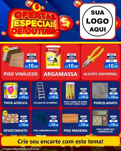 Modelo de Rede Social para Feed Instagram com o tema Ofertas Especiais de Outubro para Material para Construção