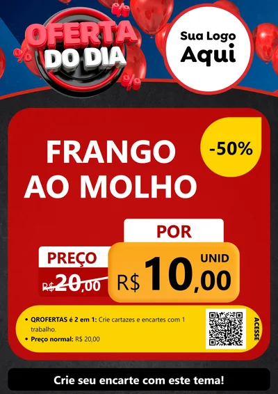 Modelo de Cartaz para Cartaz A4 Vertical com o tema Oferta do Dia para Restaurante