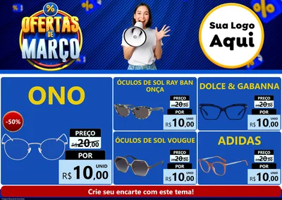 Modelo de Encarte para Encarte A4 Horizontal com o tema Ofertas de Março para Óticas