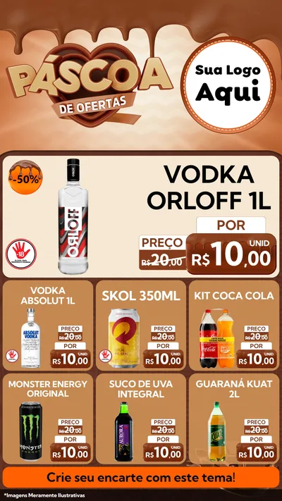 Modelo de Rede Social para Stories com o tema Páscoa de Ofertas para Distribuidora de bebidas