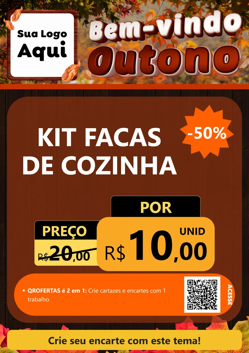 Modelo de Cartaz para Cartaz A4 Vertical com o tema Bem-vindo Outono para Utilidades Domésticas