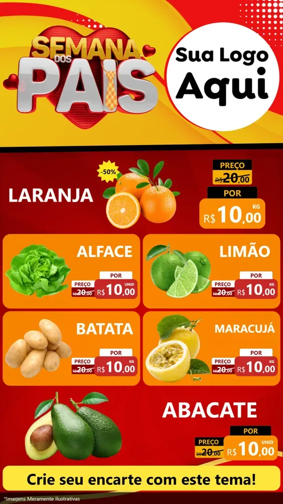 Modelo de TV para TV Vertical com o tema Semana Dos Pais para Hortifrúti