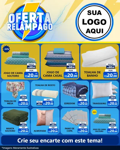 Modelo de Rede Social para Feed Instagram com o tema Oferta Relâmpago para Cama, Mesa e Banho