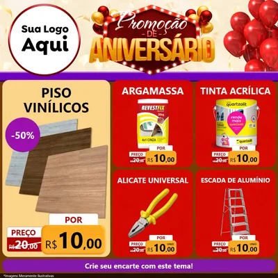 Modelo de Rede Social para Feed Facebook com o tema Promoção de Aniversário para Material para Construção