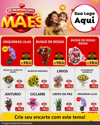 Modelo de Rede Social para Feed Instagram com o tema Semana das Mães para Floricultura e jardim