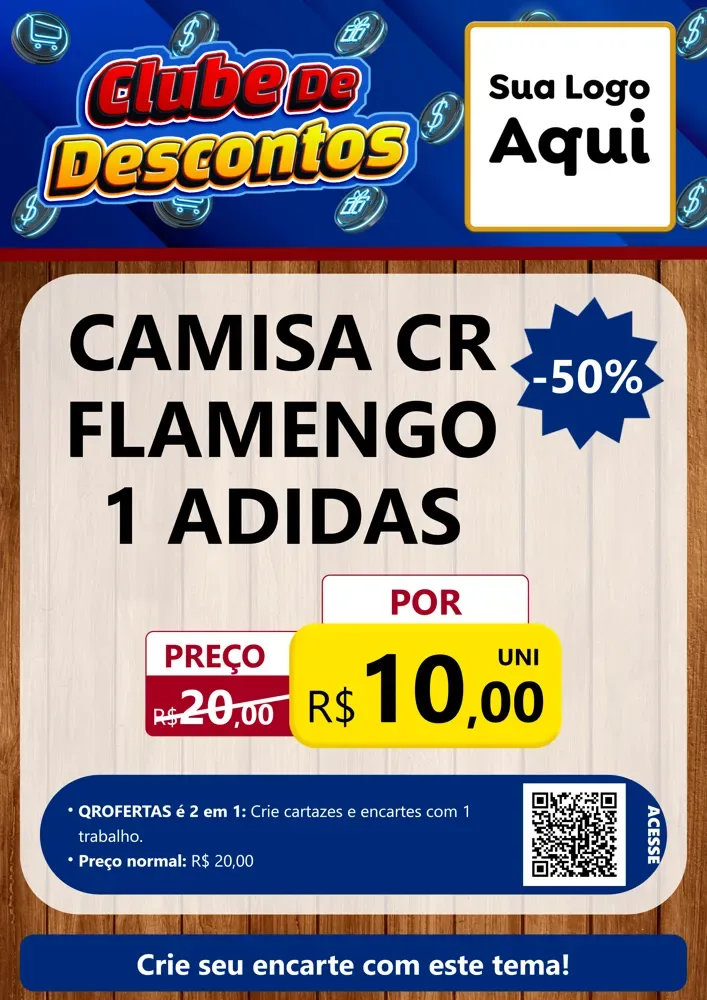 Modelo de Cartaz para Cartaz A4 Vertical com o tema Clube de Descontos para Roupas e acessórios