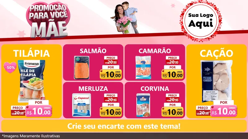 Modelo de TV para TV Horizontal com o tema Promoção Para Você Mãe para Peixaria