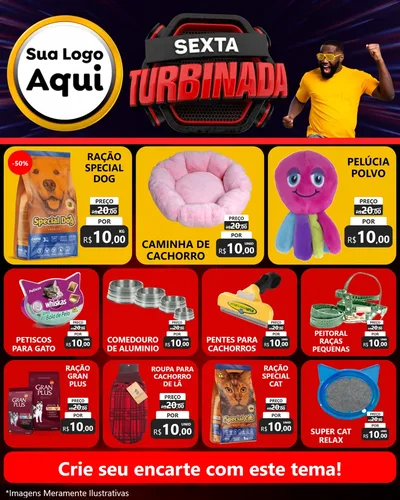 Modelo de Rede Social para Feed Instagram com o tema Sexta Turbinada para Pet Shop