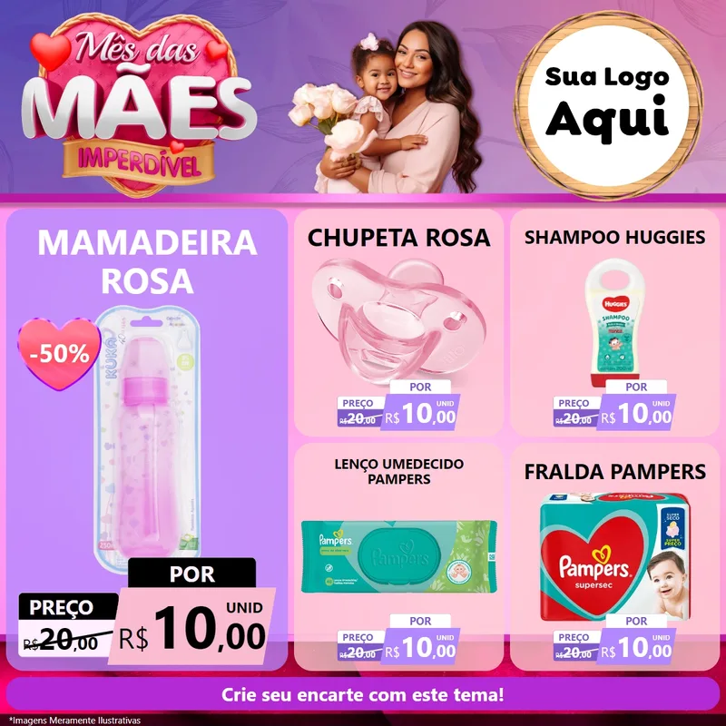 Modelo de Rede Social para Feed Facebook com o tema Mês das Mães Imperdível para Bebês