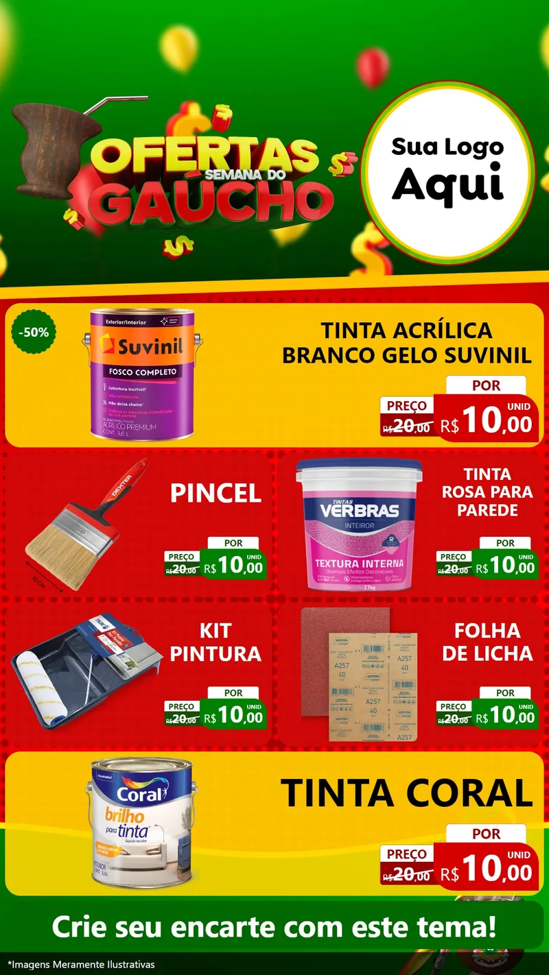 Modelo de TV para TV Vertical com o tema Ofertas Semana Do Gaúcho para Tintas e Ferramentas