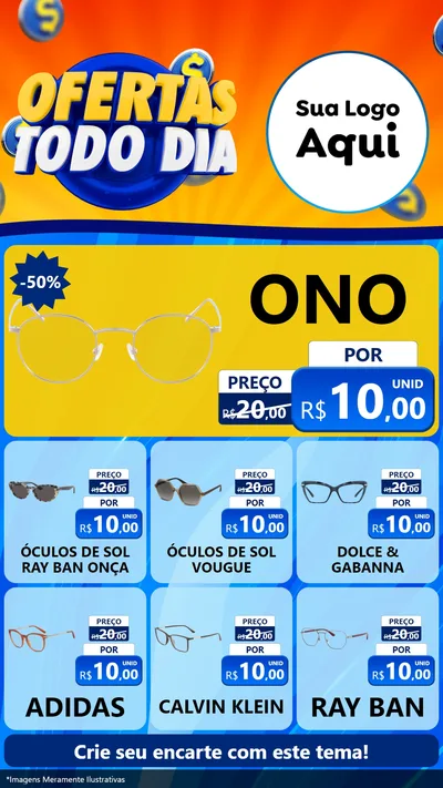 Modelo de Rede Social para Stories com o tema Ofertas Todo Dia para Óticas