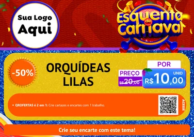 Modelo de Cartaz para Cartaz A4 Horizontal com o tema Esquenta de Carnaval para Floricultura e jardim