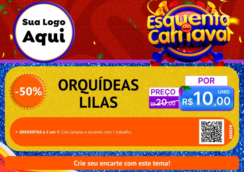 Modelo de Cartaz para Cartaz A4 Horizontal com o tema Esquenta de Carnaval para Floricultura e jardim