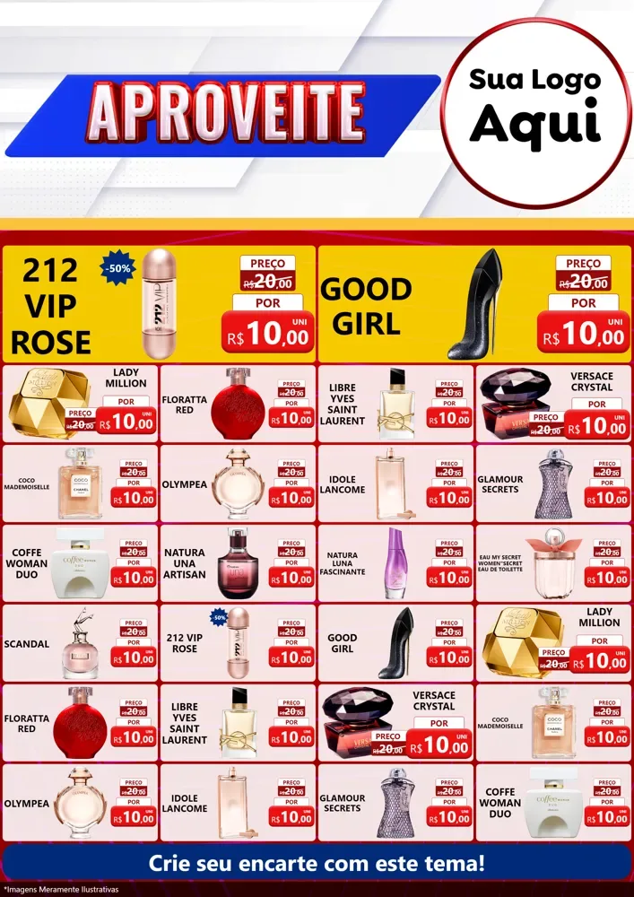 Modelo de Encarte para Encarte A4 Vertical com o tema Aproveite para Perfumes