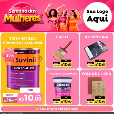 Modelo de Rede Social para Feed Facebook com o tema Semana das Mulheres para Tintas e Ferramentas