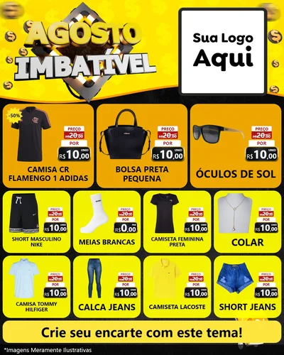 Modelo de Rede Social para Feed Instagram com o tema Agosto Imbatível para Roupas e acessórios