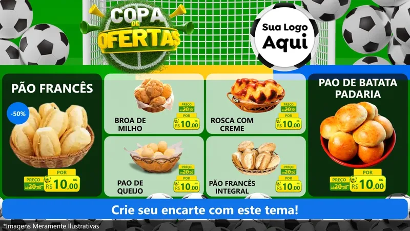 Modelo de TV para TV Horizontal com o tema Copa De Ofertas para Padaria