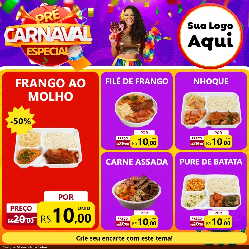 Modelo de Rede Social para Feed Facebook com o tema Pré-Carnaval Especial para Restaurante