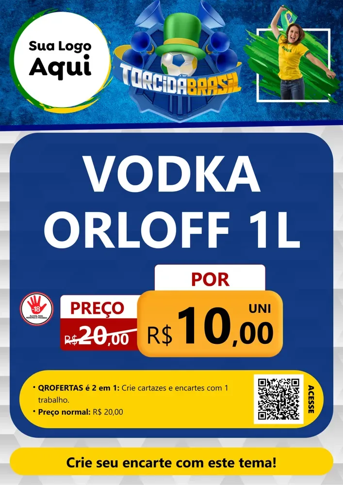 Modelo de Cartaz para Cartaz A4 Vertical com o tema Torcida Brasil - Copa para Distribuidora de bebidas