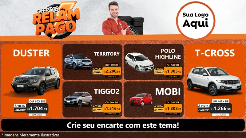 Modelo de TV para TV Horizontal com o tema Ofertas Relâmpago - Moto / Auto para Concessionaria de Carros