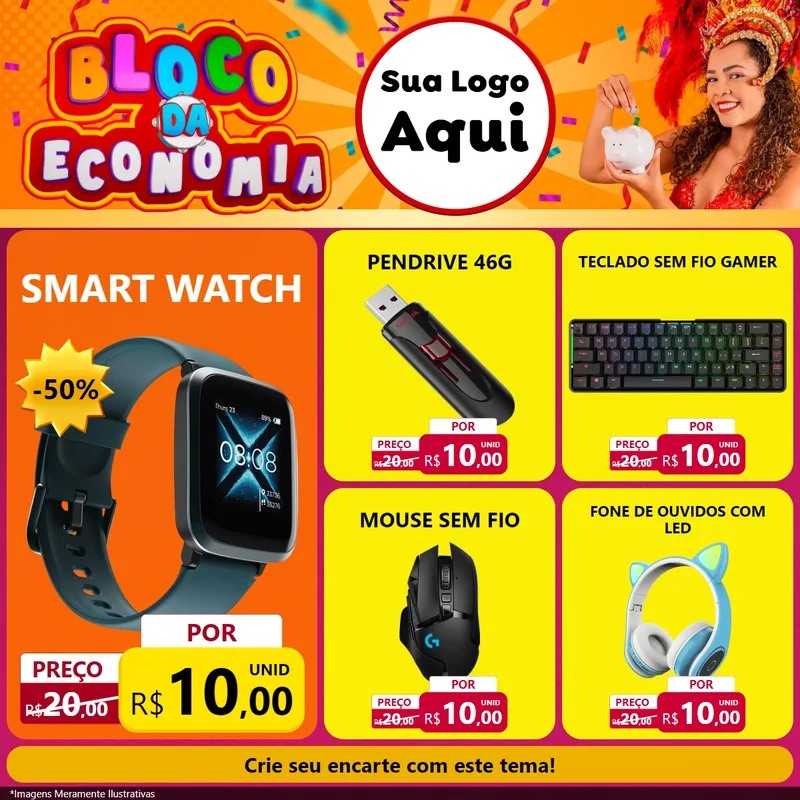 Modelo de Rede Social para Feed Facebook com o tema Bloco da Economia para Informática