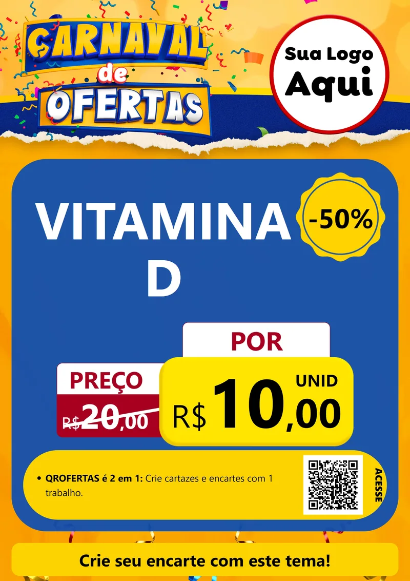 Modelo de Cartaz para Cartaz A4 Vertical com o tema Carnaval de Ofertas para Farmácia