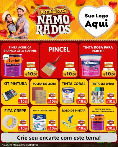 Modelo de Rede Social para Feed Instagram com o tema Arraiá dos Namorados para Tintas e Ferramentas