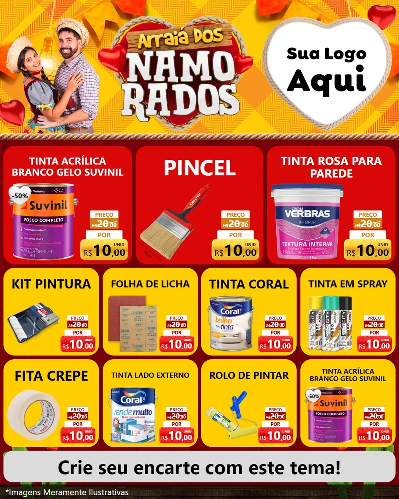 Modelo de Rede Social para Feed Instagram com o tema Arraiá dos Namorados para Tintas e Ferramentas