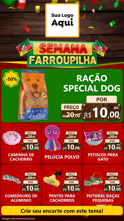 Modelo de Rede Social para Stories com o tema Semana Farroupilha para Pet Shop