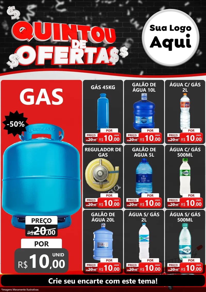 Modelo de Encarte para Encarte A4 Vertical com o tema Quintou de Ofertas para Água e gás