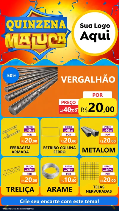 Modelo de Rede Social para Stories com o tema Quinzena Maluca para Ferragens