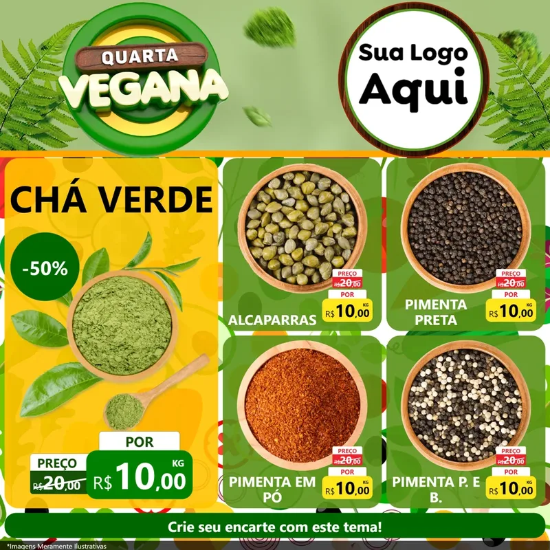 Modelo de Rede Social para Feed Facebook com o tema Quarta Vegana para Produtos Naturais