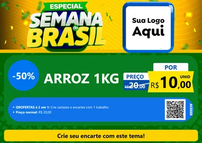 Modelo de Cartaz para Cartaz A4 Horizontal com o tema Especial Semana do Brasil para Supermercado