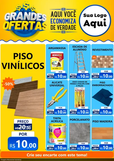 Modelo de Encarte para Encarte A4 Vertical com o tema Grandes Ofertas para Material para Construção