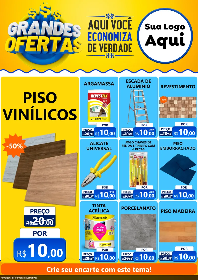 Modelo de Encarte para Encarte A4 Vertical com o tema Grandes Ofertas para Material para Construção